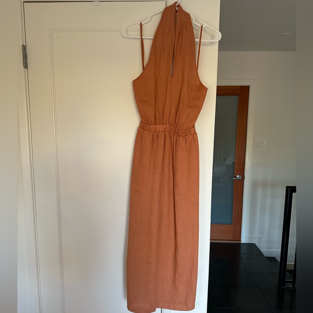 Cloth & Stone Orange Halter Linen Sundress